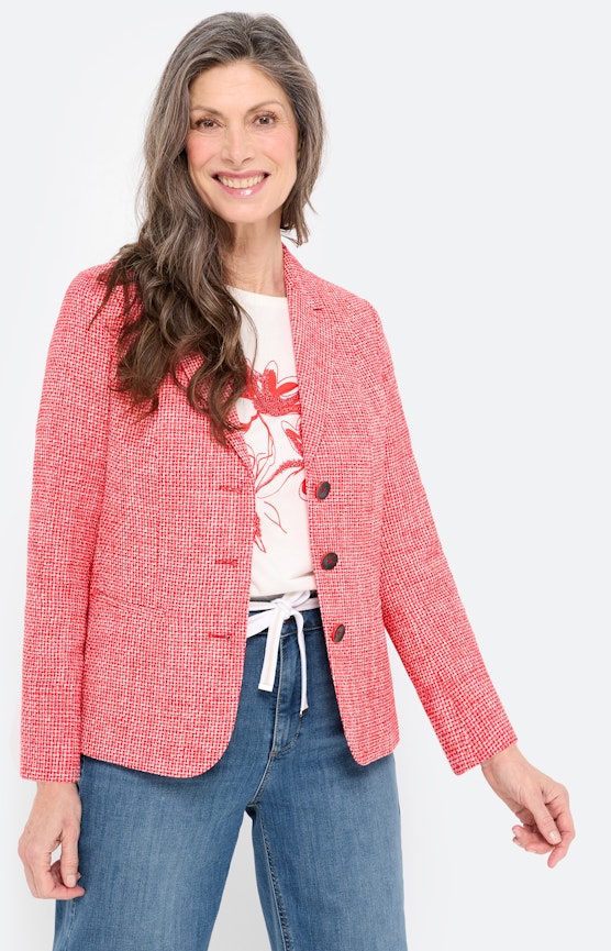 Blazer met boucléstructuur, rood