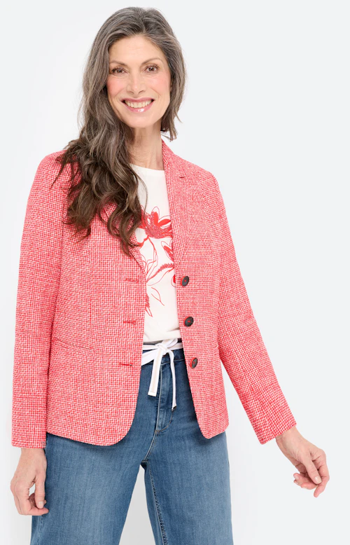 Blazer met boucléstructuur, rood