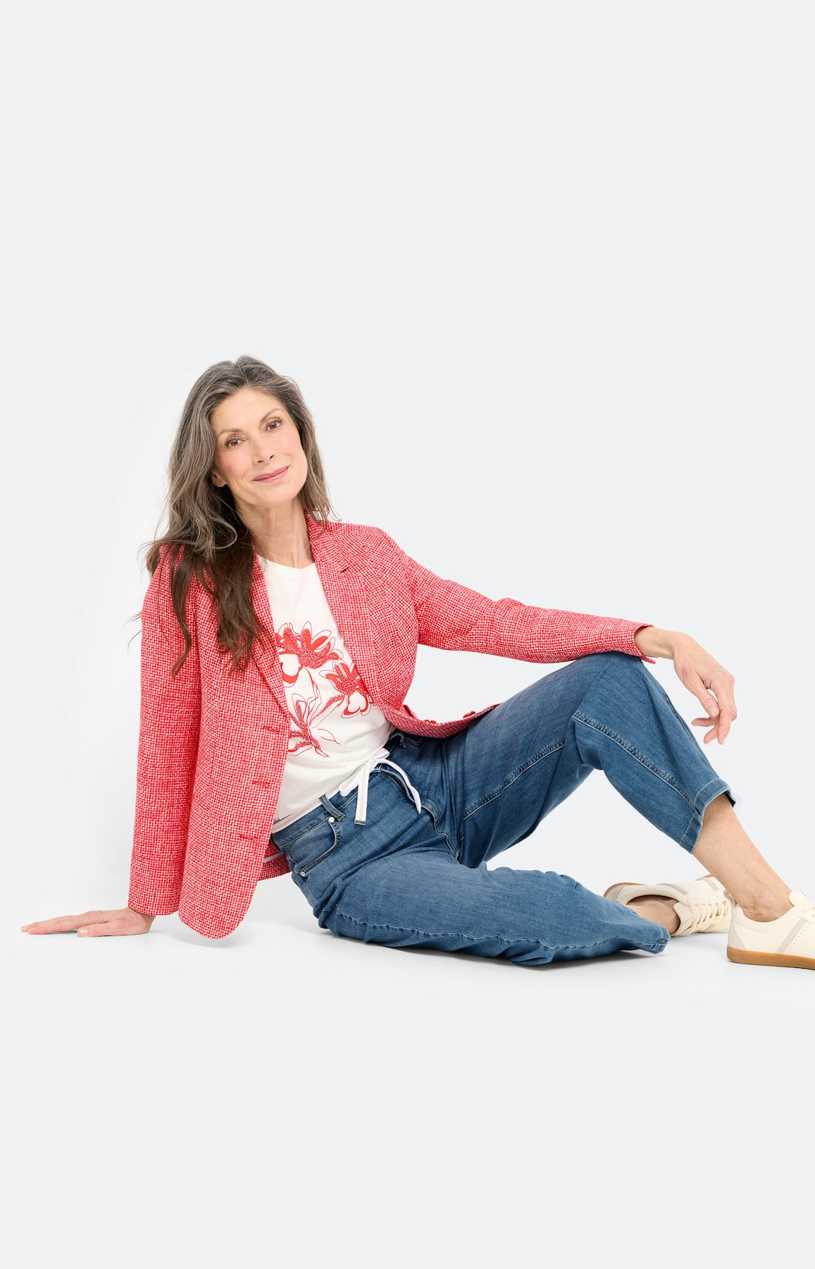 Blazer met boucléstructuur, rood