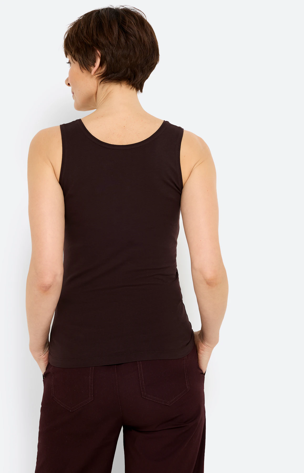 Top met ronde hals, donkerbruin