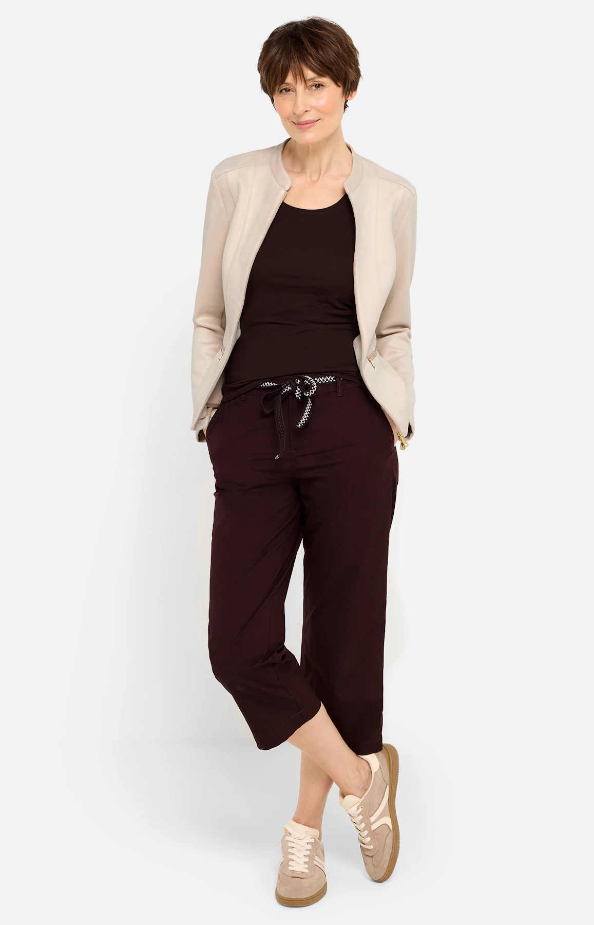 Top met ronde hals, donkerbruin