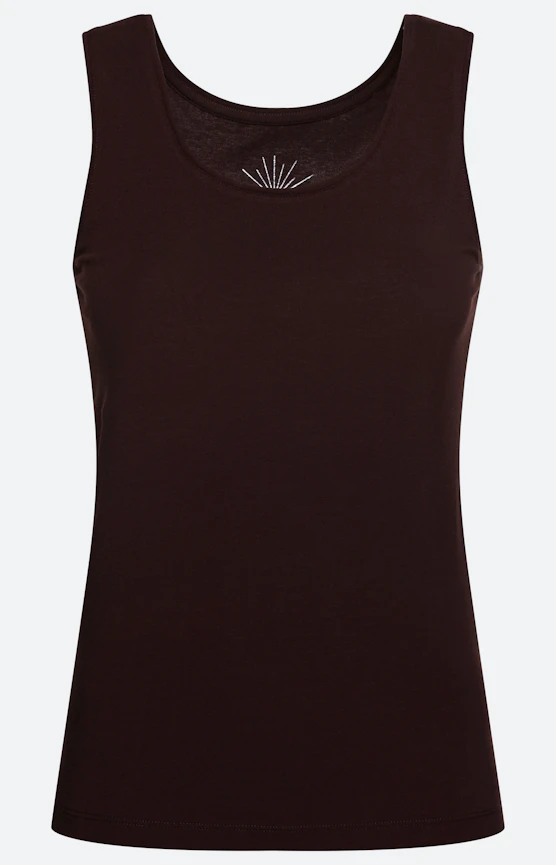 Top mit Rundhalsausschnitt, dunkelbraun