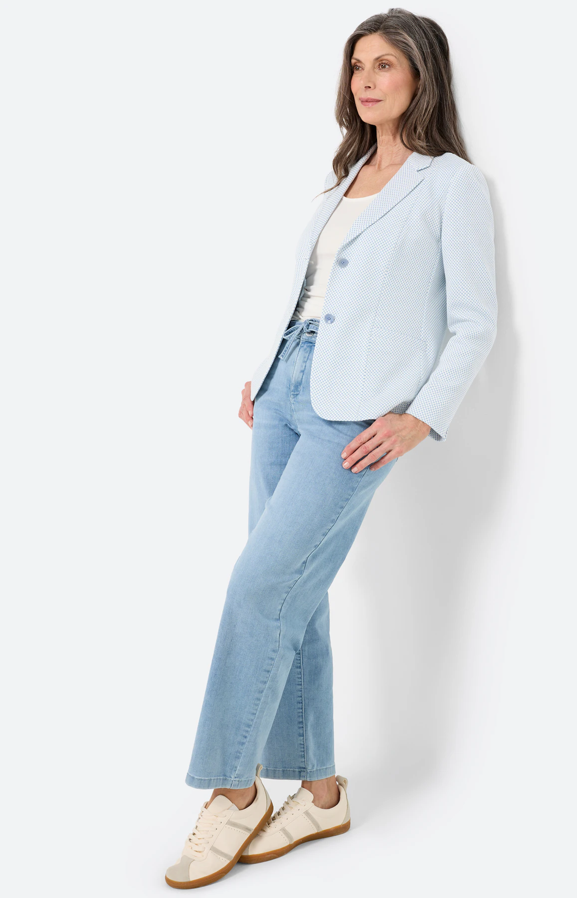 Blazer met structuur, zachtblauw