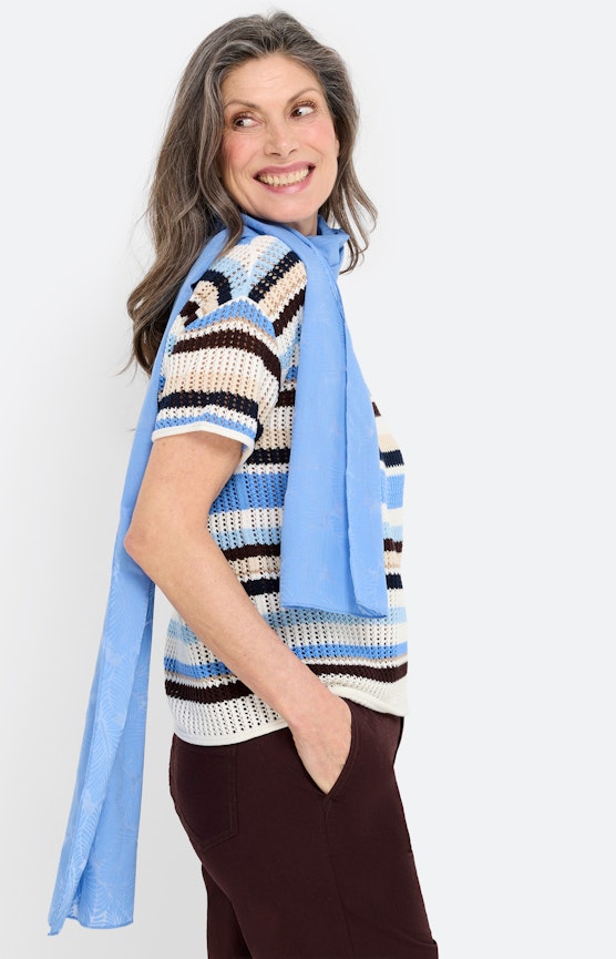 Sjaal met etskanteffect, middenblauw