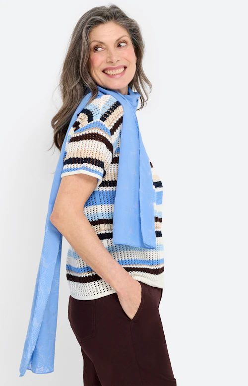 Sjaal met etskanteffect, middenblauw