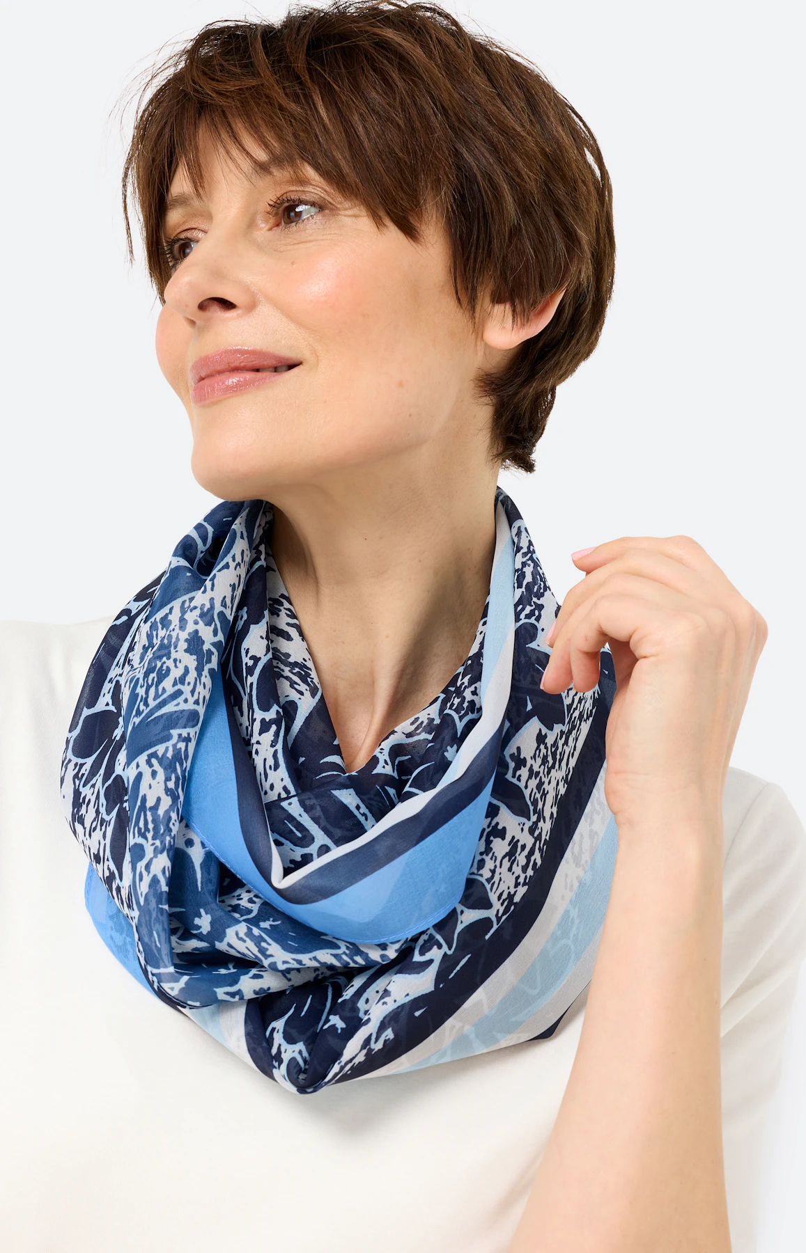 Colsjaal met print all-over, navy