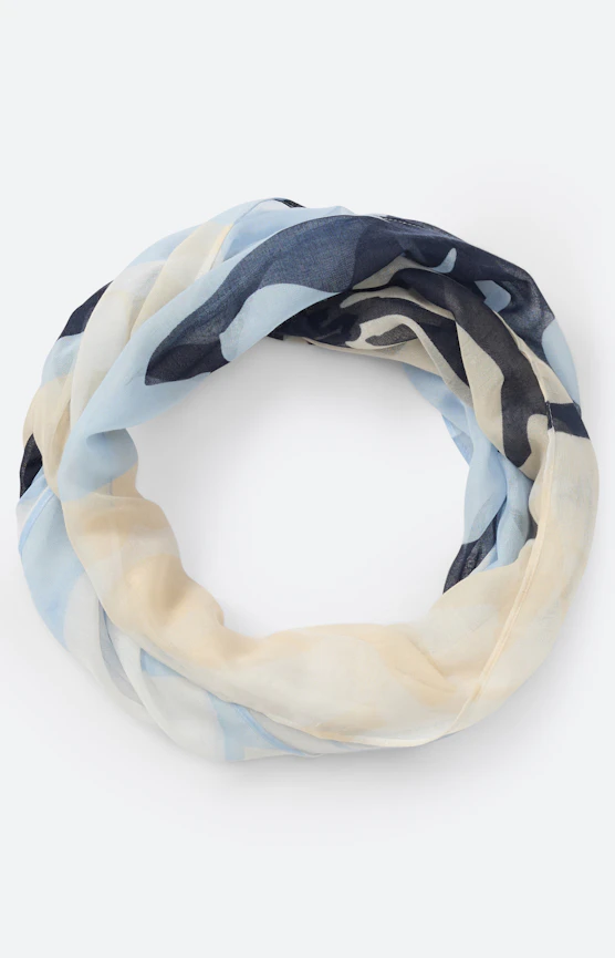 Colsjaal met bloemmotief, navy