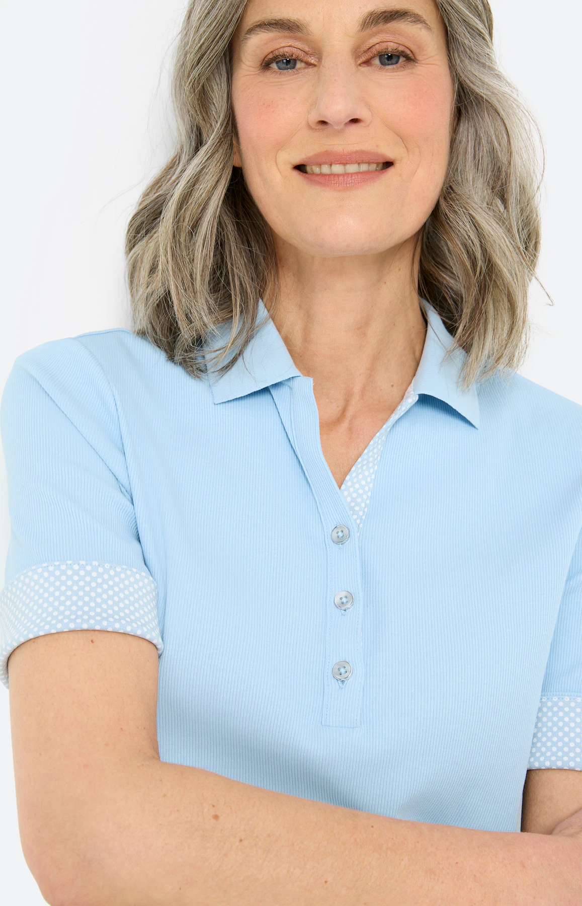 Poloshirt met knoopsluiting, zachtblauw