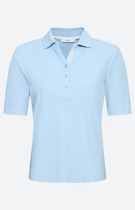 Poloshirt met knoopsluiting, zachtblauw