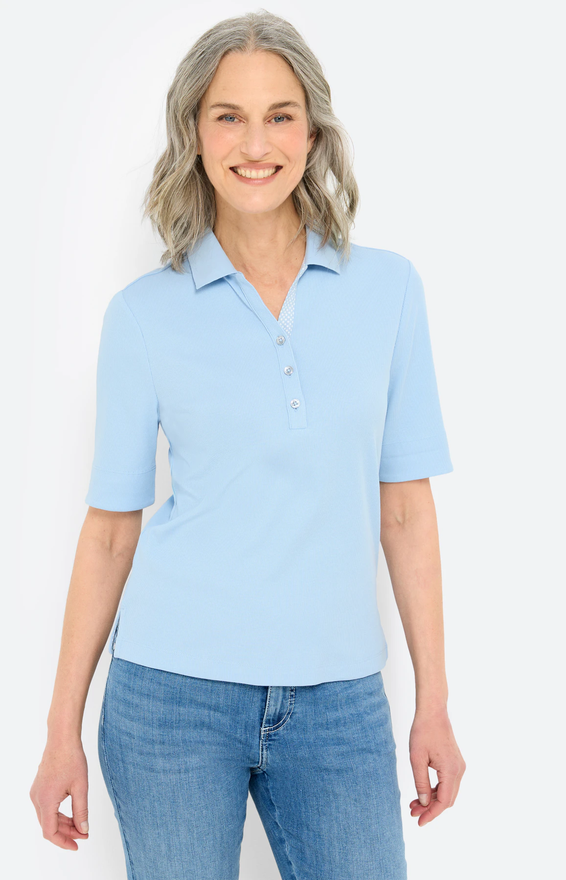 Poloshirt met knoopsluiting, zachtblauw