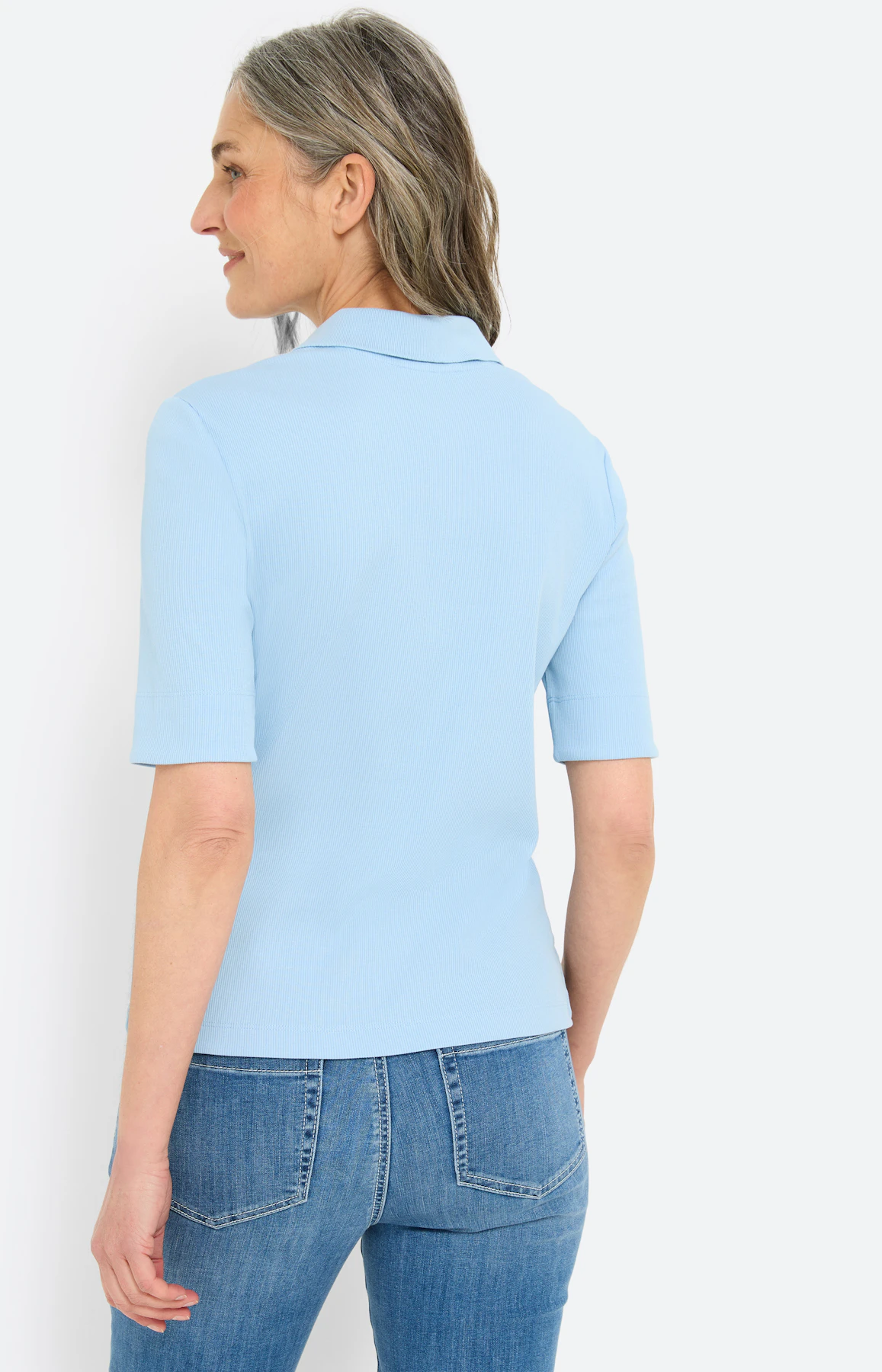 Poloshirt met knoopsluiting, zachtblauw
