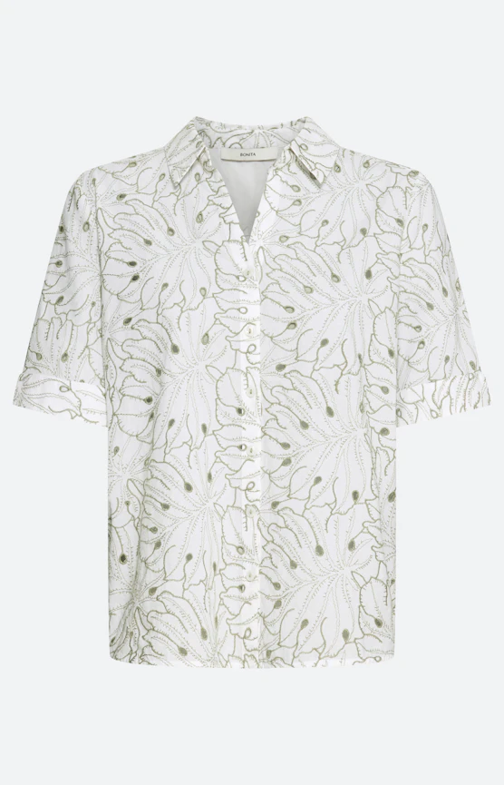 Overhemdblouse met ajourborduursel, wit