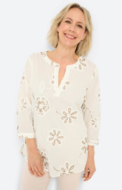Blouse met koordborduursel, wit