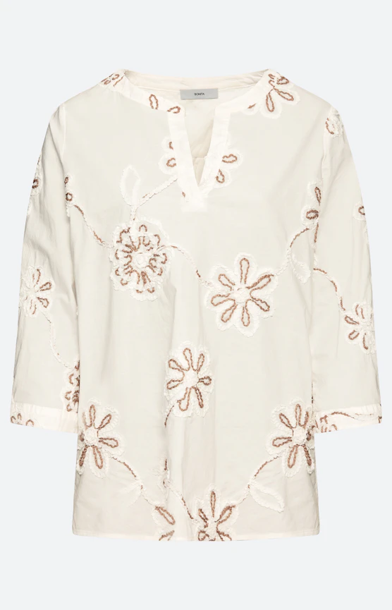 Blouse met koordborduursel, wit