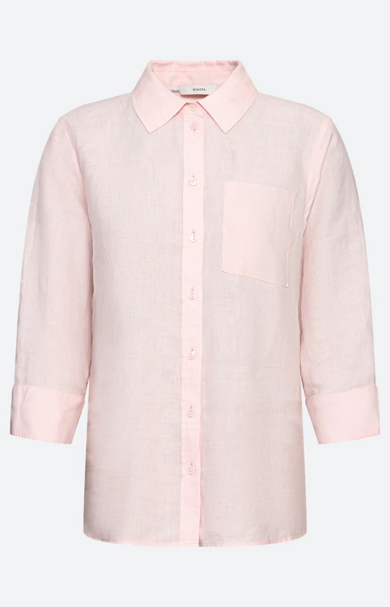 Blouse van puur linnen, lichtroze