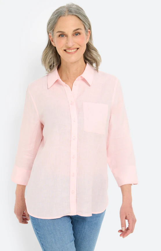 Blouse van puur linnen, lichtroze
