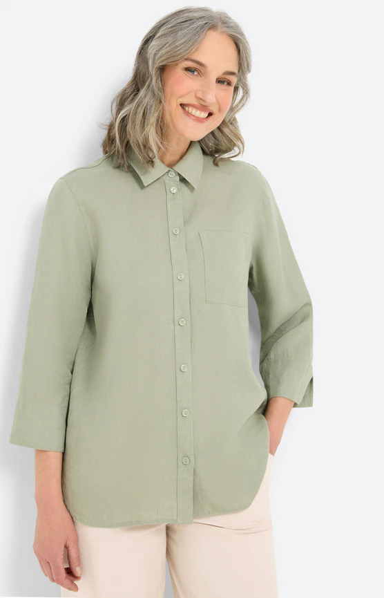 Blouse van puur linnen, grasgroen