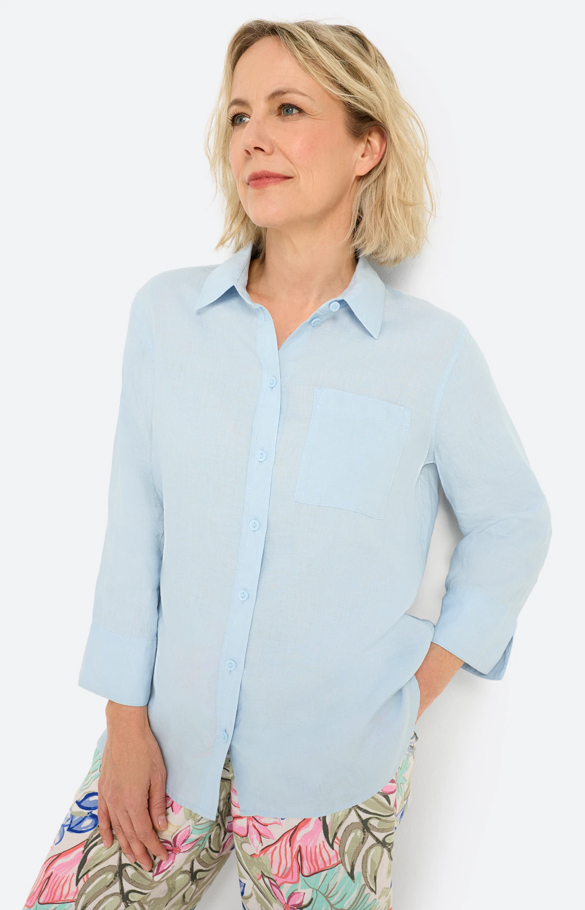 Blouse van puur linnen, lichtblauw