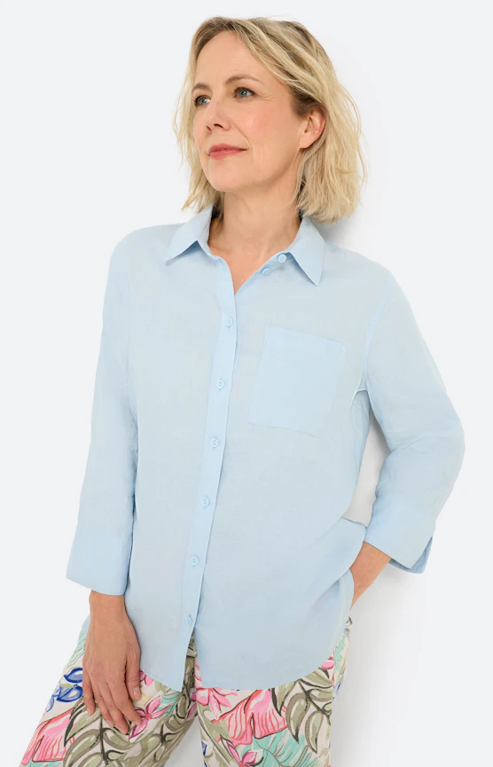 Blouse van puur linnen, lichtblauw