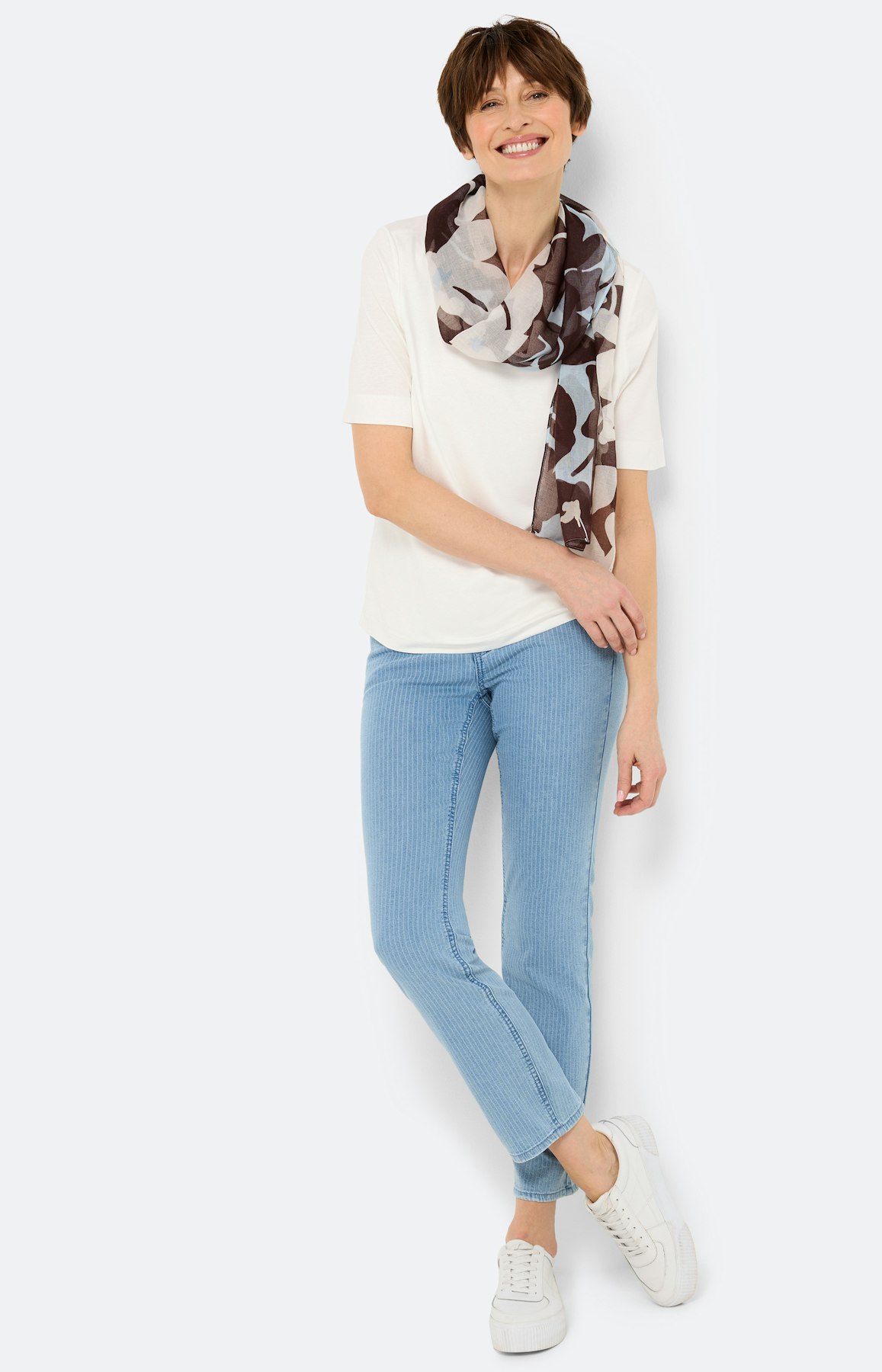 T-shirt met V-hals, wit