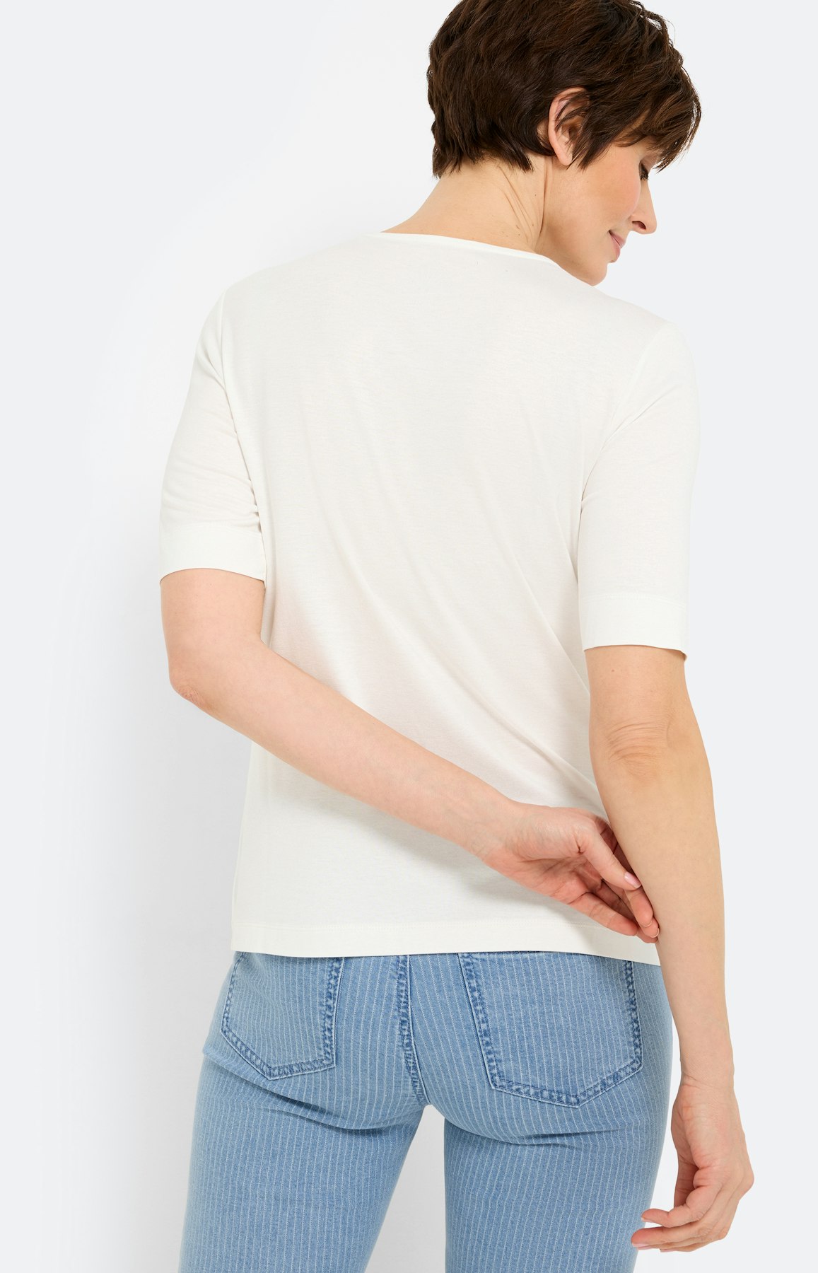 T-shirt met V-hals, wit