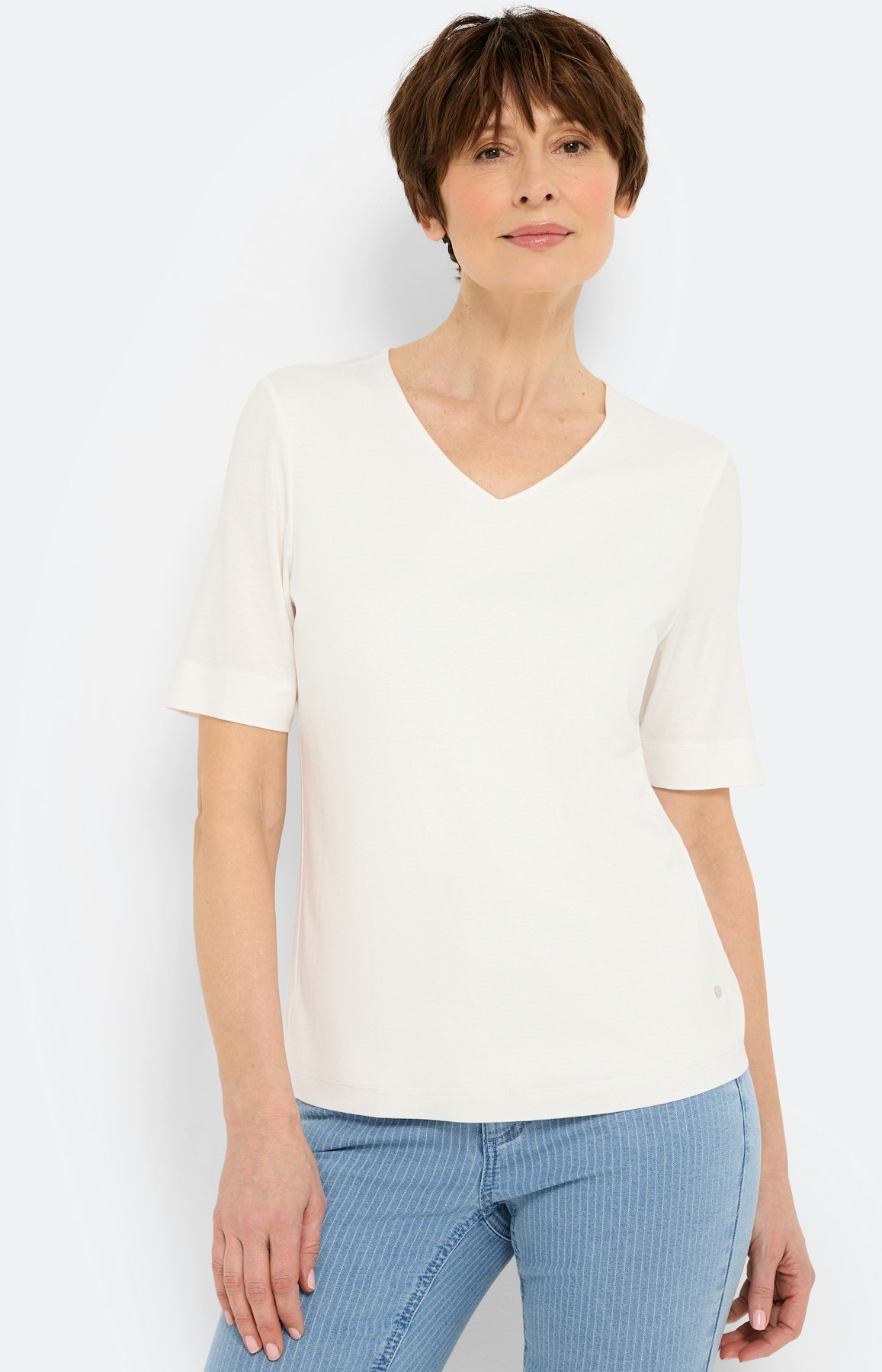 T-shirt met V-hals, wit