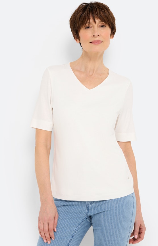 T-shirt met V-hals, wit