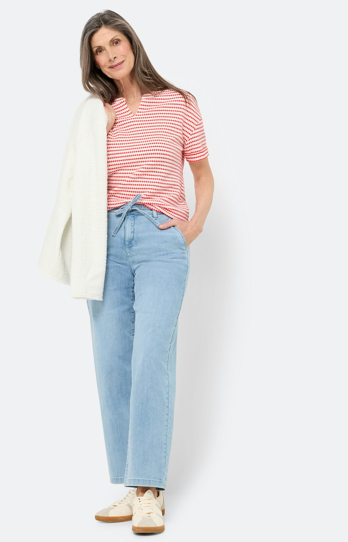 T-shirt met structuur, rood