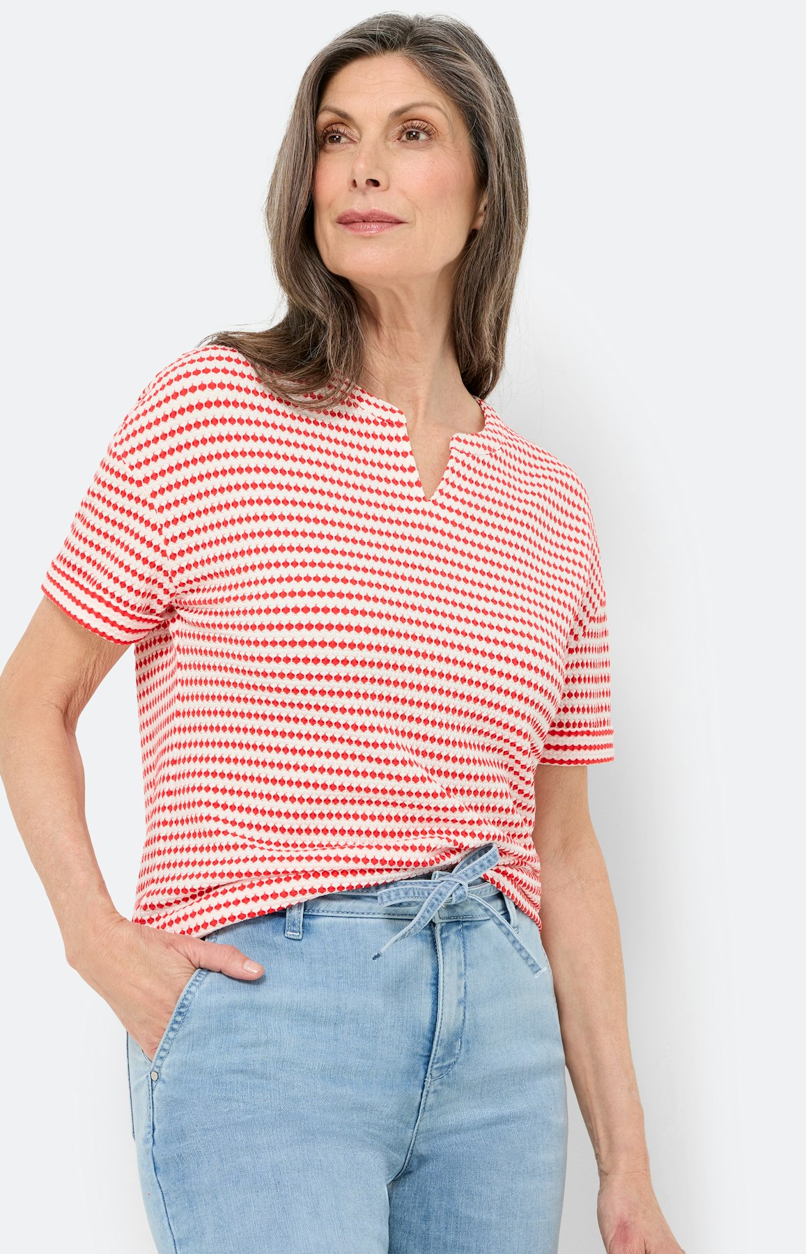 T-shirt met structuur, rood