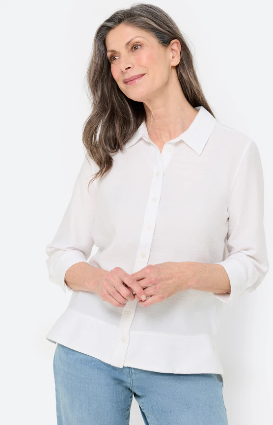 Hemdbluse mit Seitenschlitzen, weiß