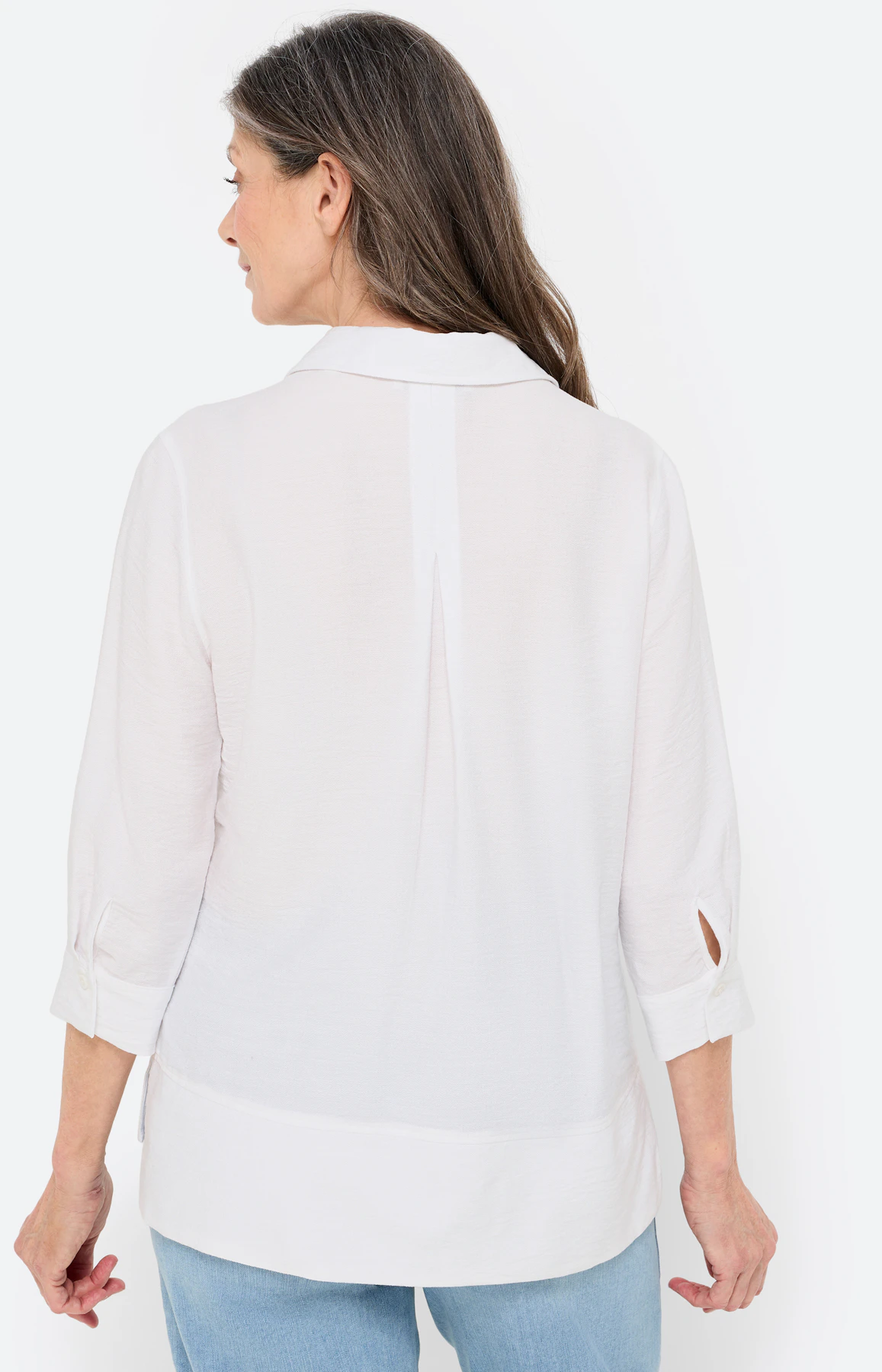 Overhemdblouse met zijsplitten, wit