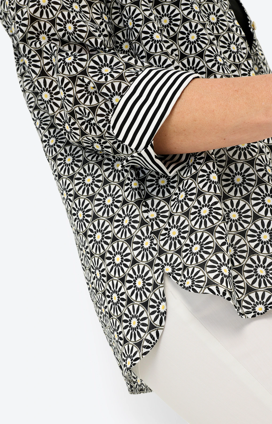 Overhemdblouse met print all-over, zwart