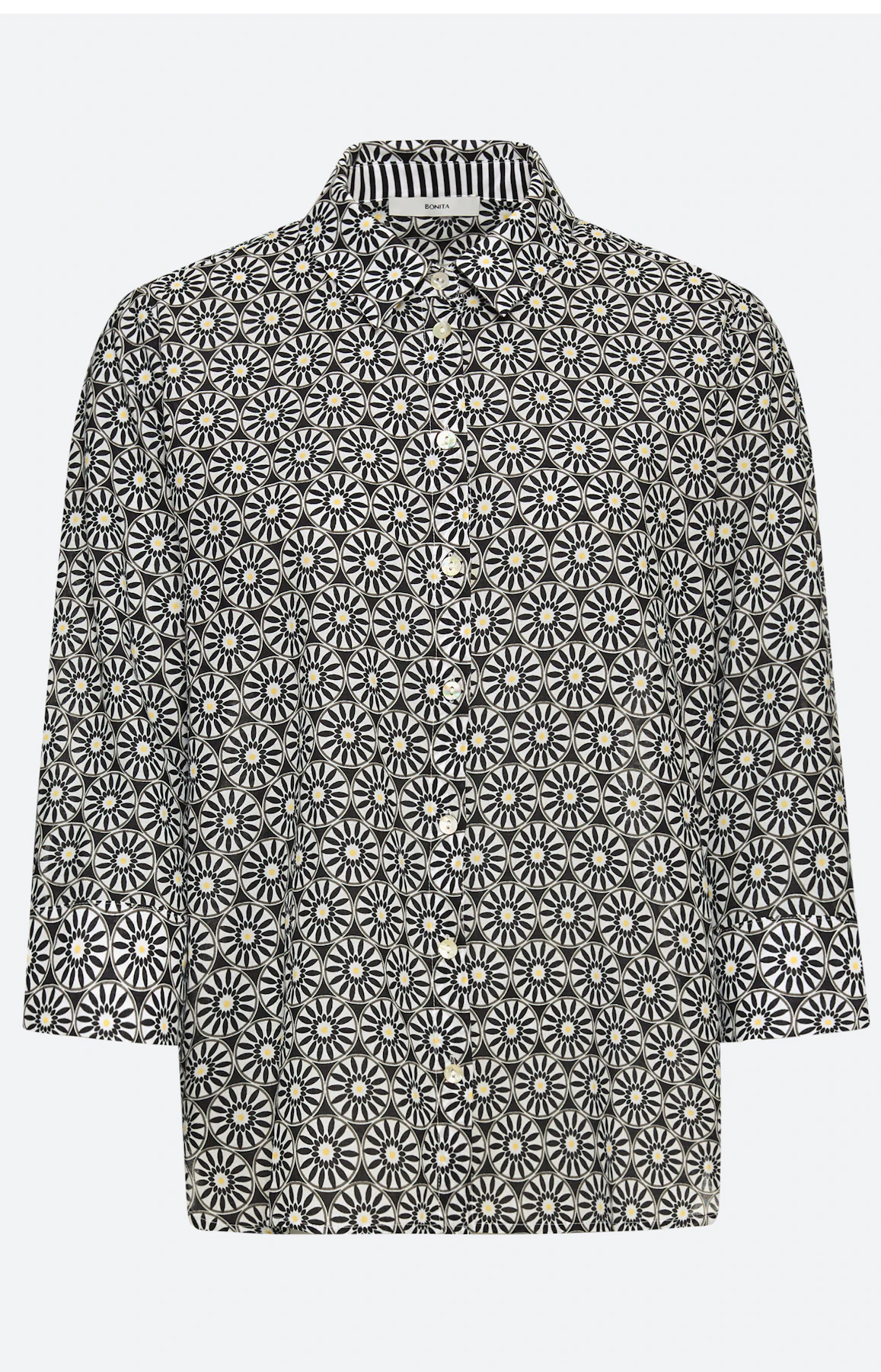 Overhemdblouse met print all-over, zwart