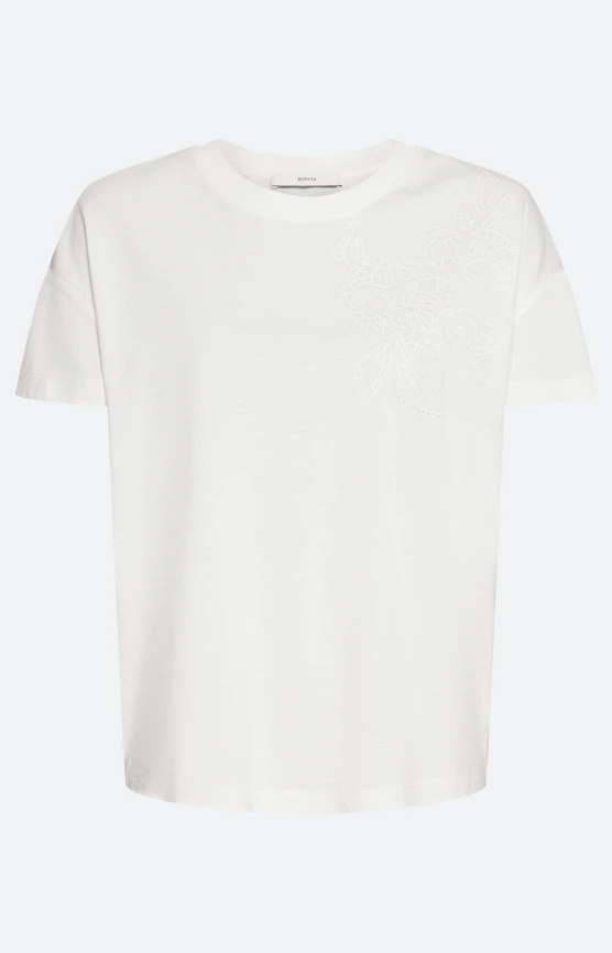 T-shirt met bloemborduursel, wit