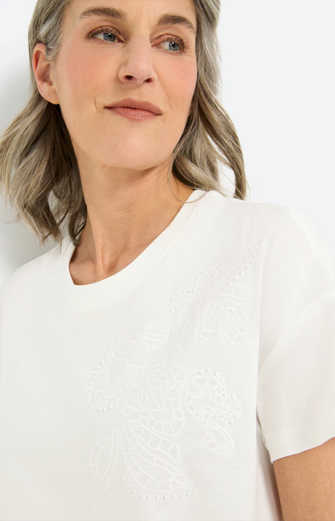 T-shirt met bloemborduursel, wit