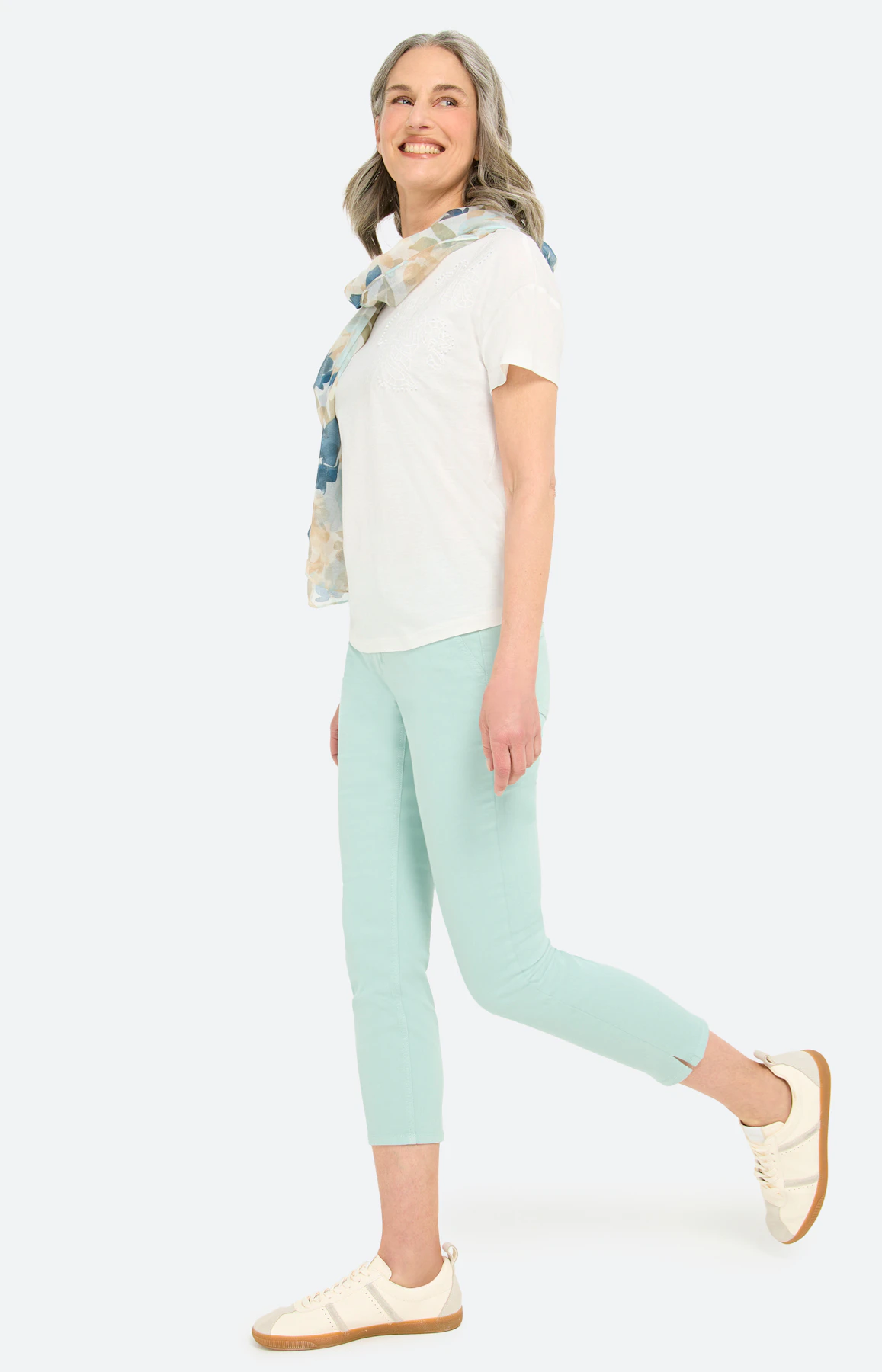 T-shirt met bloemborduursel, wit