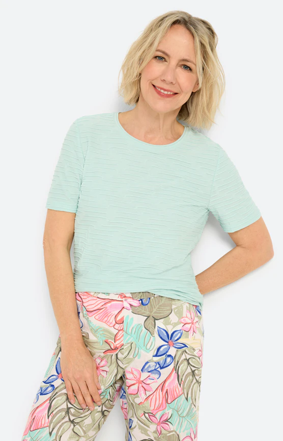 T-shirt met golfstructuur, mint