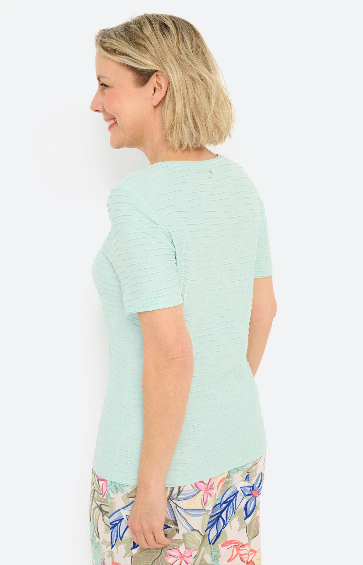 T-shirt met golfstructuur, mint