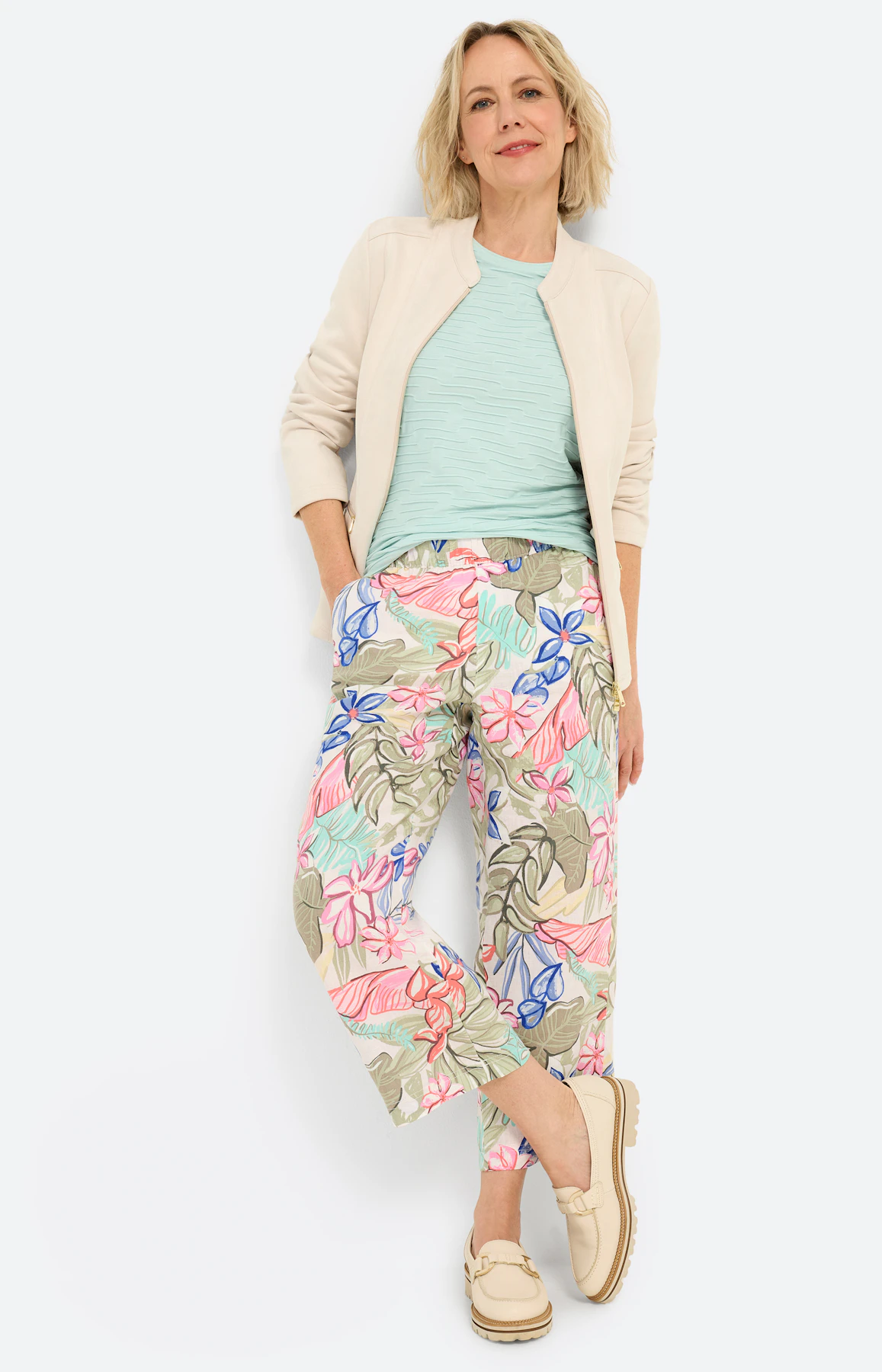 T-shirt met golfstructuur, mint