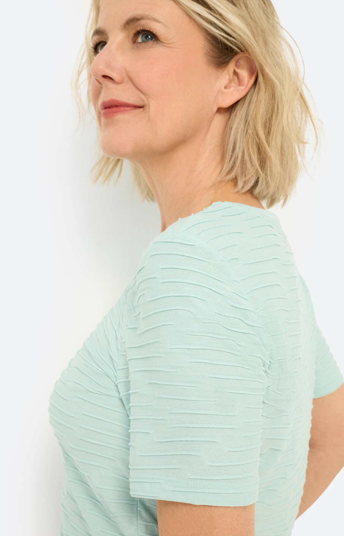 T-shirt met golfstructuur, mint