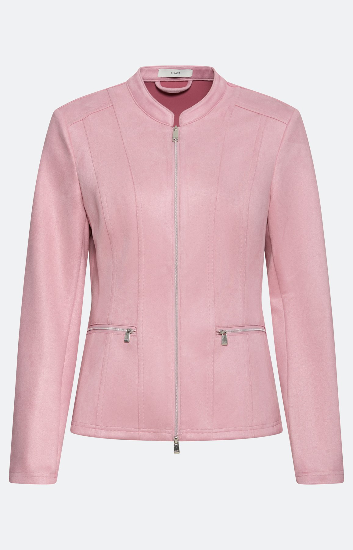 Blazer in suède-look, lichtroze