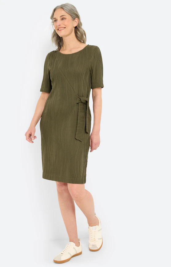 Kleid in Wickeloptik, dunkelgrün