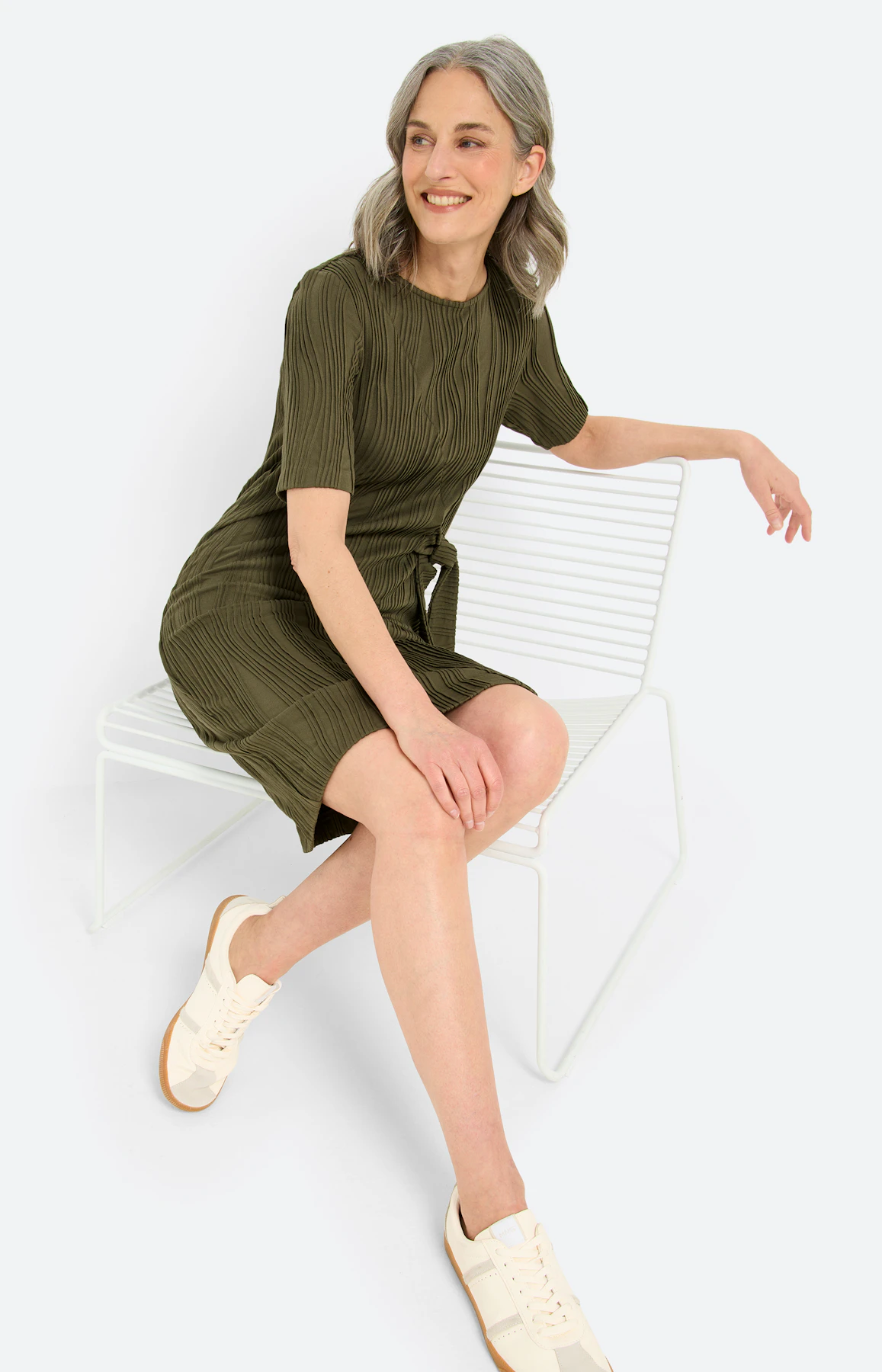 Jurk in wikkel-look, donkergroen