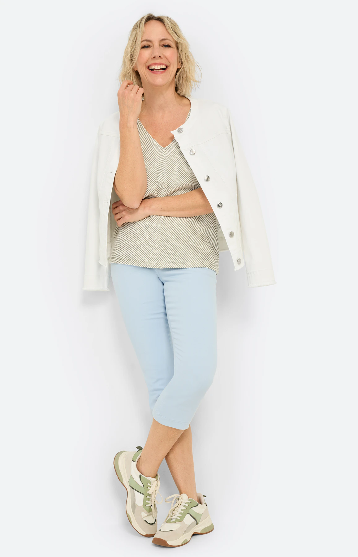 Sweatshirt met strepen, grasgroen