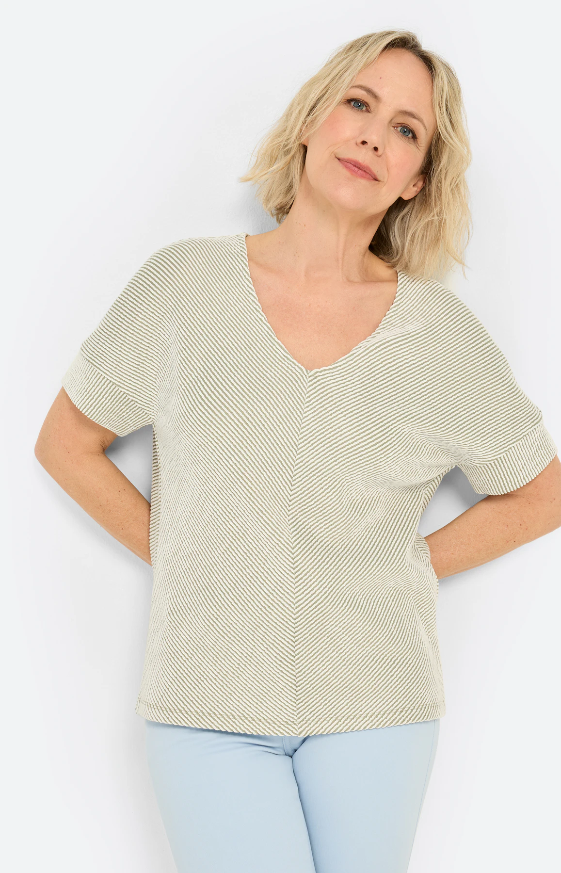 Sweatshirt met strepen, grasgroen