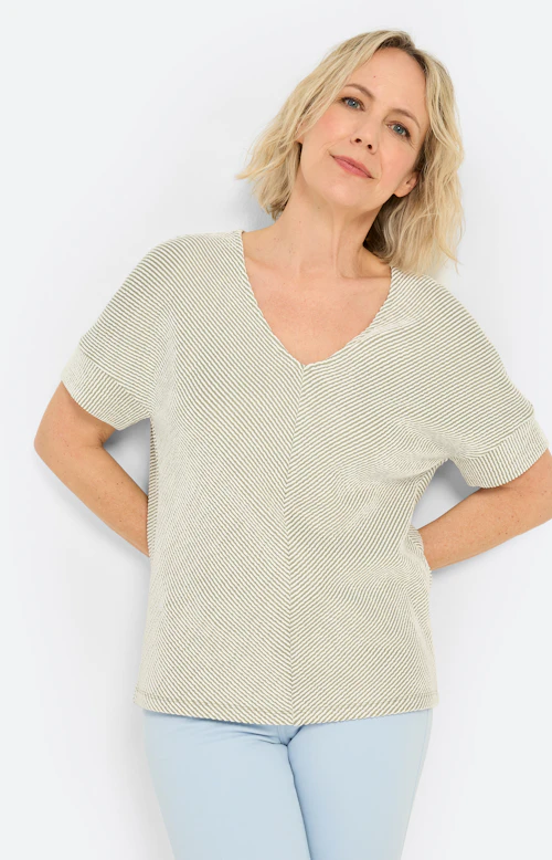 Sweatshirt mit Streifen, grasgrün