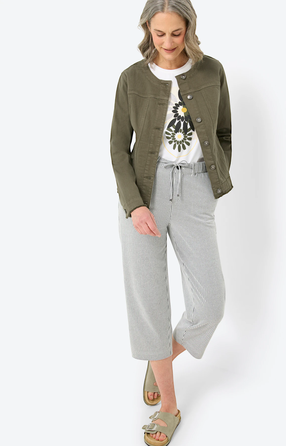 Blazer van denim, donkergroen