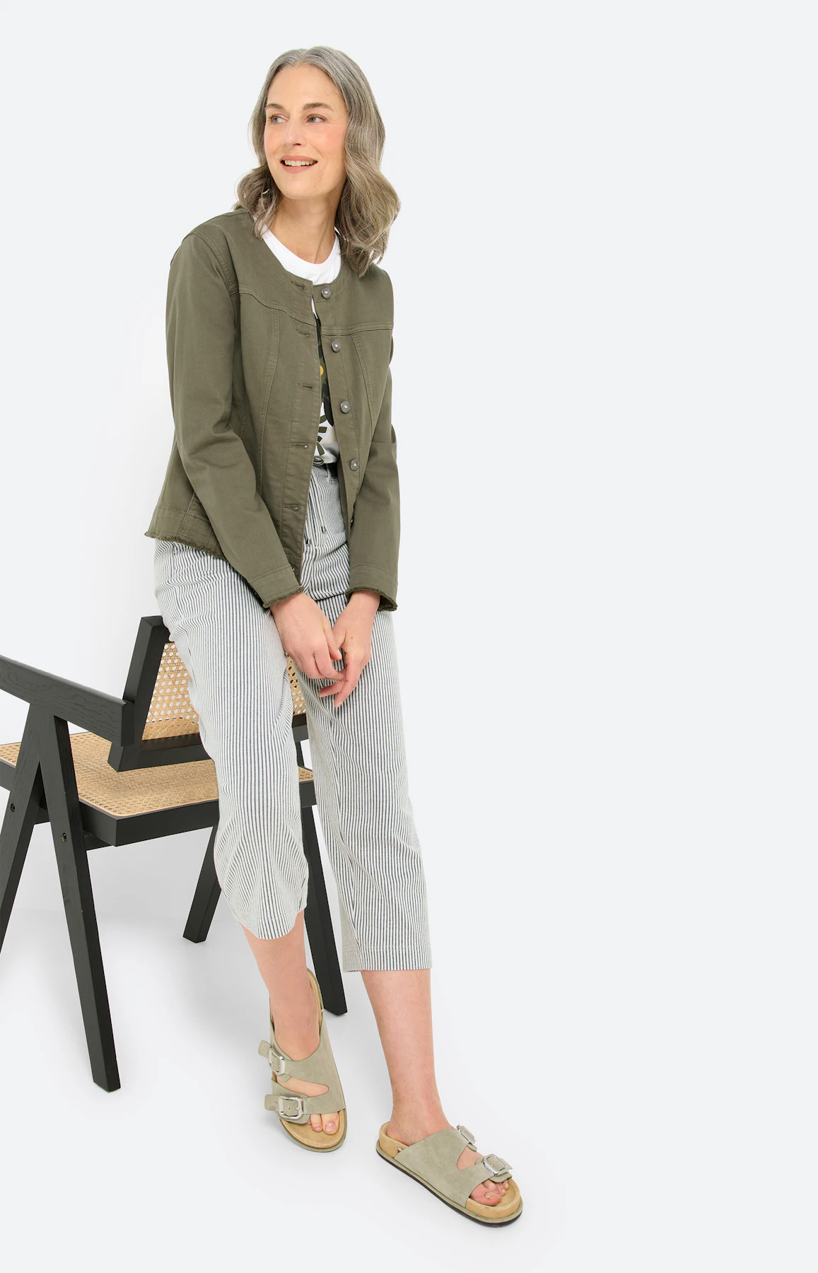 Blazer van denim, donkergroen