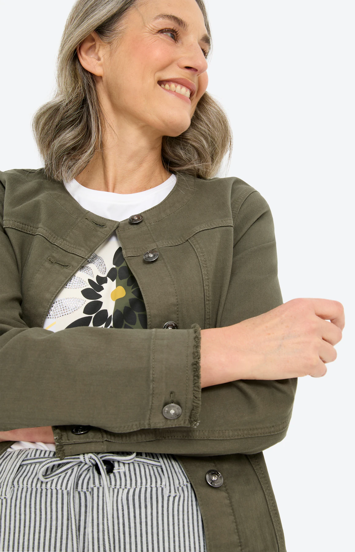 Blazer van denim, donkergroen