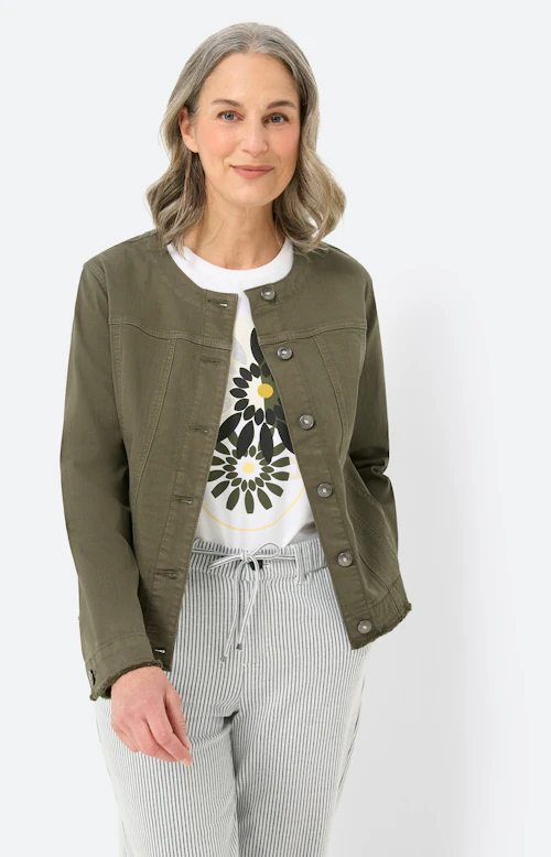 Blazer van denim, donkergroen